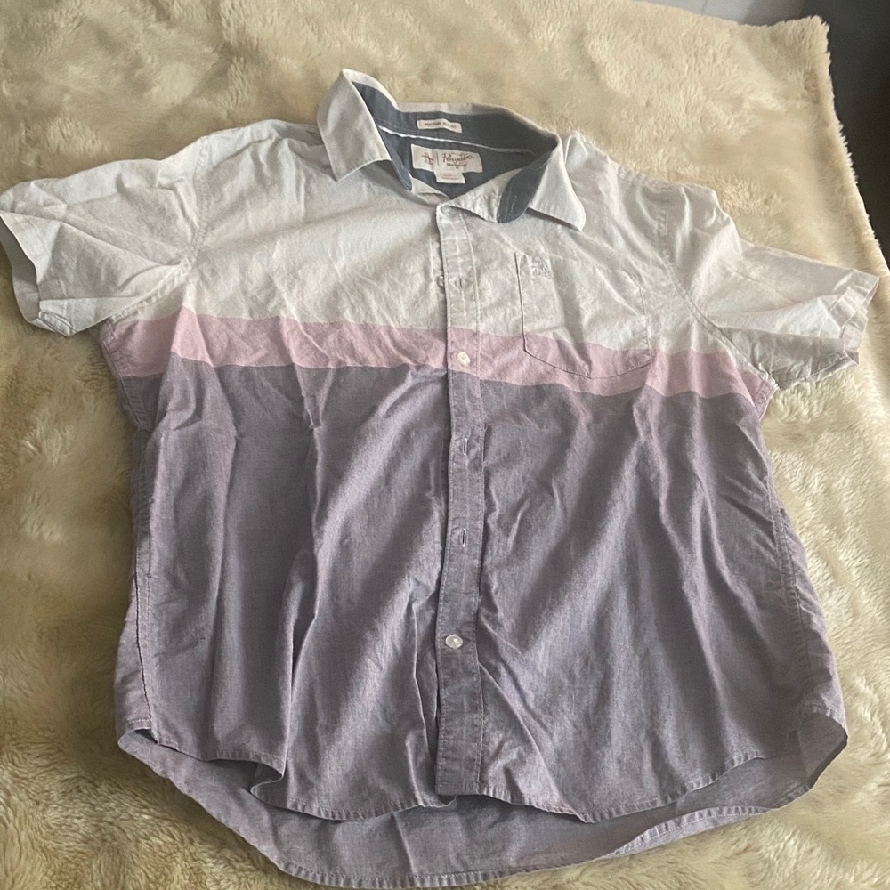 Original Penguin Men's Casual Colorblock Shirt - White, Pink, Gray